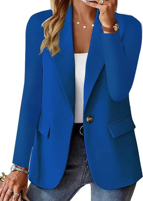 Women Blazers Turn Down Collar Blazer Long Sleeve Suits Single Button Cardigan Outerwear Casual Loose Fit Pockets Spliced 2026