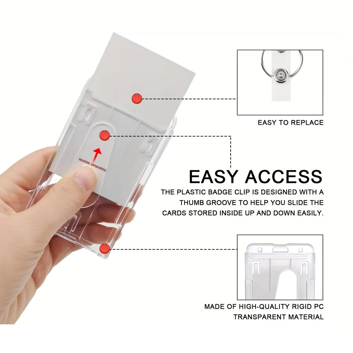 2/4pcs Heavy-Duty Badge Holders with Retractable Clip - Transparent, Scratch-Proof ID & Keychain Cases for Students, Bank Cards