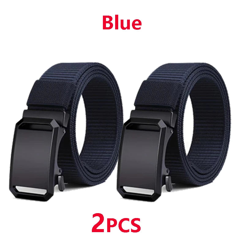 Men's Belt Tactical Canvas Automatic Metal Buckle Belt Durable Casual Outdoor Hunting Waist Adventure Training Jeans Pants Belt