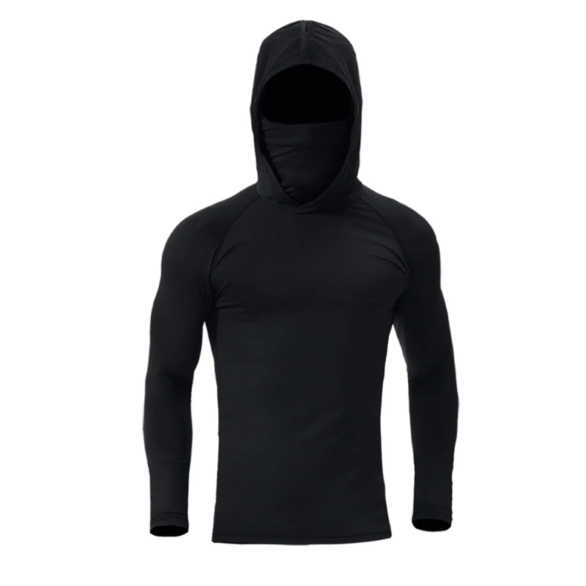 Sudadera deportiva de manga larga para hombre, camisa de pesca con protección solar UV UPF 50+, ajuste elástico, con máscara facial integrada
