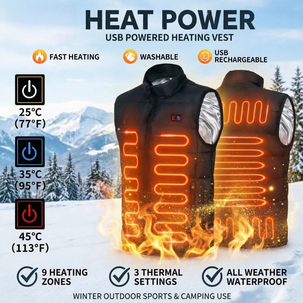 9 Heated Vest Zones Electric Heated Jackets Men Women Sportswear Heated Coat Graphene Heat Coat USB Heating Jacket For Camping