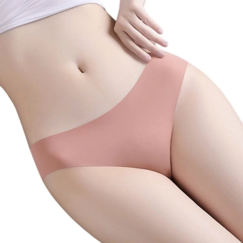 7Pcs/Set Women Ice Silk Brazilian Panties Seamless Low-Rise Briefs Solid Color Daily Underwear Ladies Soft No Show Lingerie M-XL