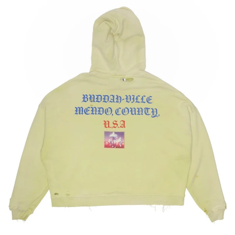Sudadera con capucha Hollywood de corte extragrande, estilo vintage desgastado, para hombre, ideal para otoño e invierno, nueva moda urbana