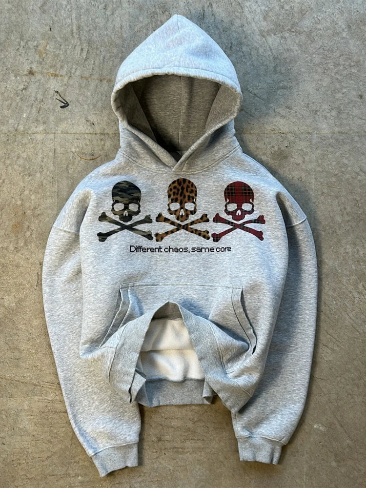 Chaqueta con capucha y cremallera, cárdigan con cuello de piel, estilo punk hip-hop rock oscuro, moda rock, versátil, estilo retro Y2K para otoño e invierno