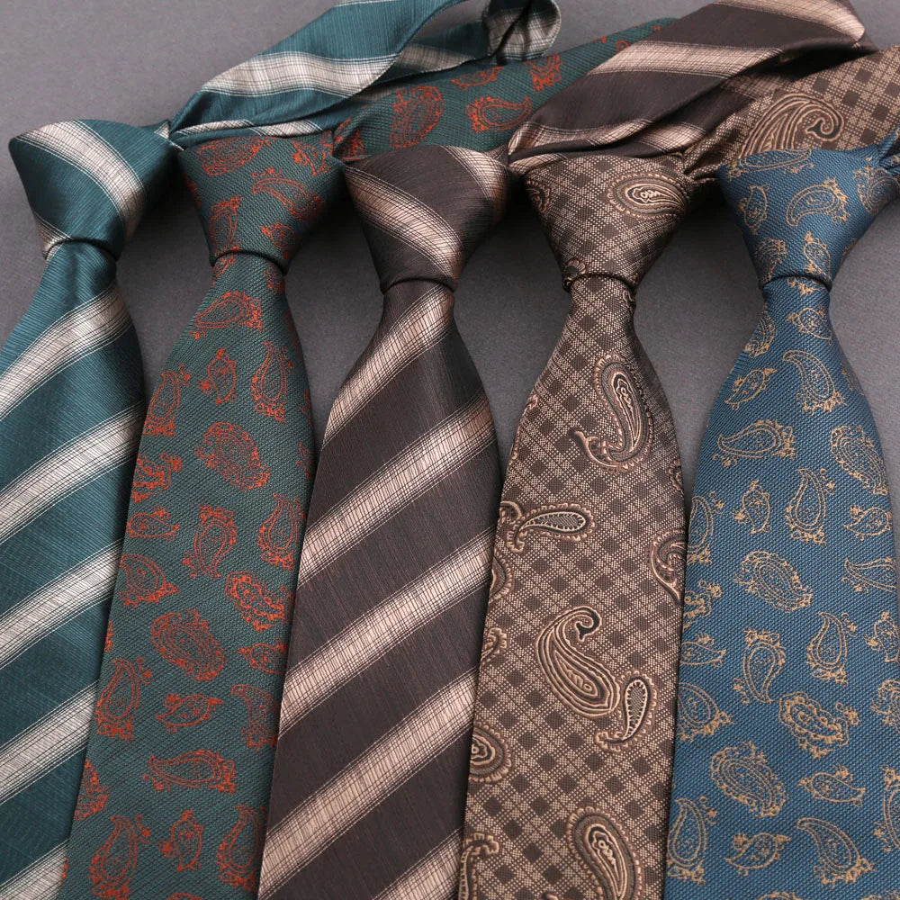 Luxury 8CM Mens Tie Stripes Paisley Dot Neck Ties Jacquard Woven Necktie For Man Daily Wear Business Wedding Party Accessories