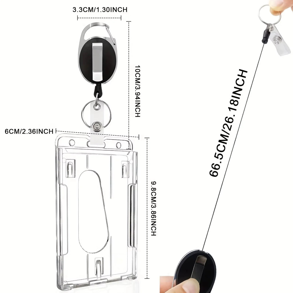 2/4pcs Heavy-Duty Badge Holders with Retractable Clip - Transparent, Scratch-Proof ID & Keychain Cases for Students, Bank Cards