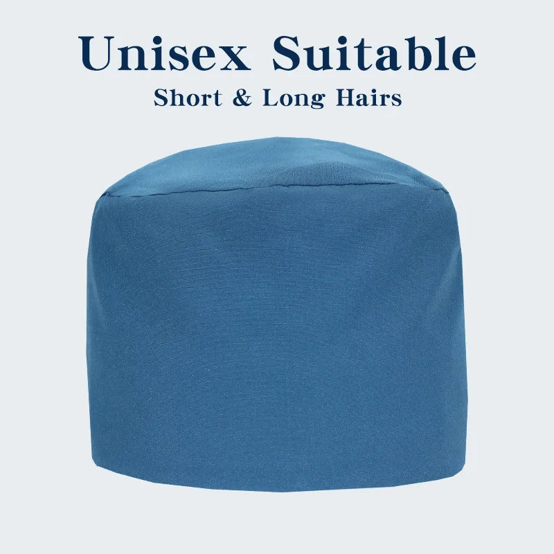 New Solid Color Stretch Scrub Caps Dental Clinic Nursing Hats Doctor Headwear Quick Dry Operating Room Caps with Buttons MSG-01