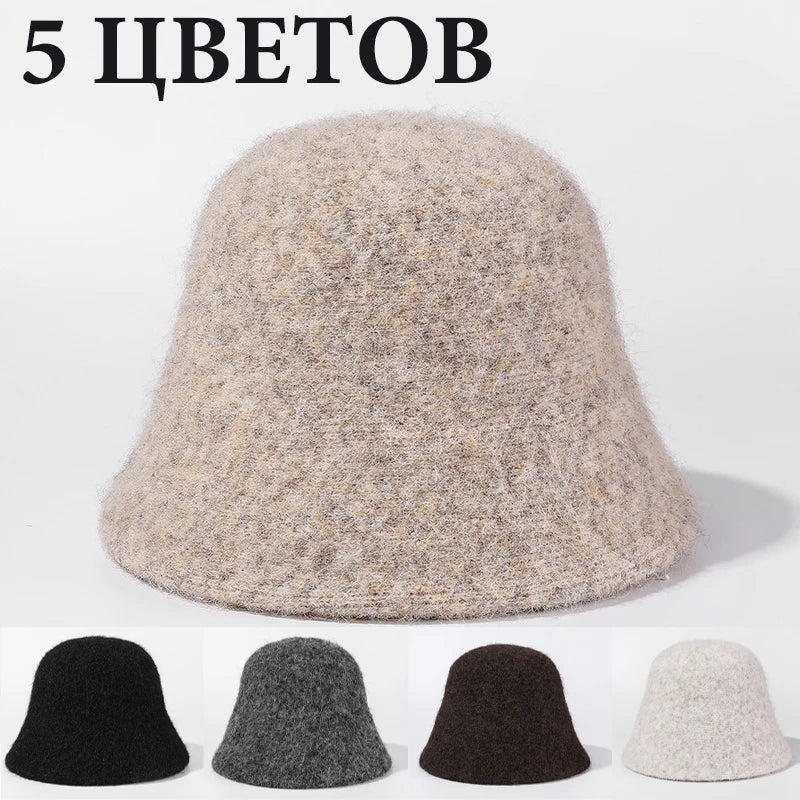 Fashion Ladies Winter Outdoor Warm Bucket Hat Woman‘s Daily Casual Fisherman Cap Korean Style Classic Panama Hats