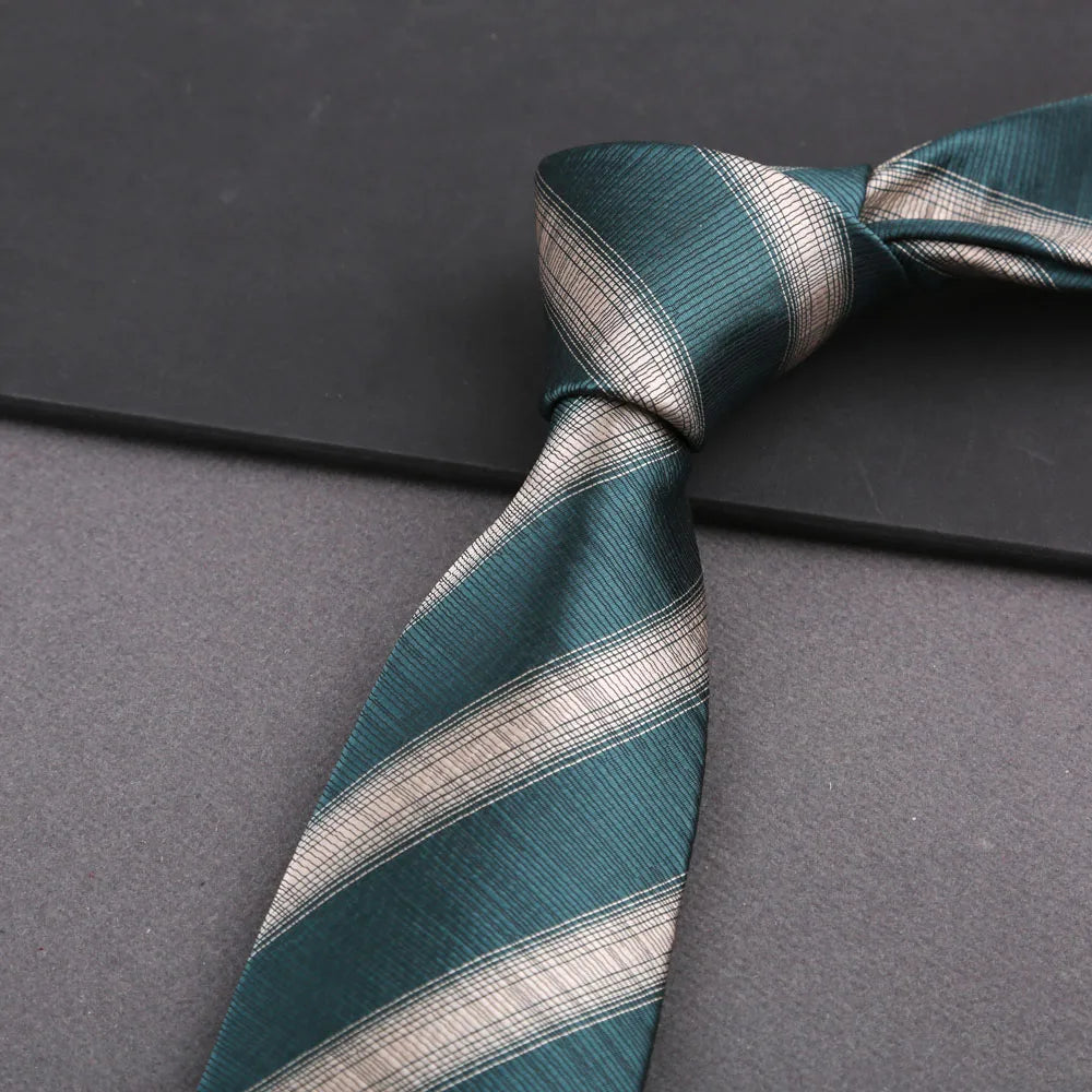 Luxury 8CM Mens Tie Stripes Paisley Dot Neck Ties Jacquard Woven Necktie For Man Daily Wear Business Wedding Party Accessories