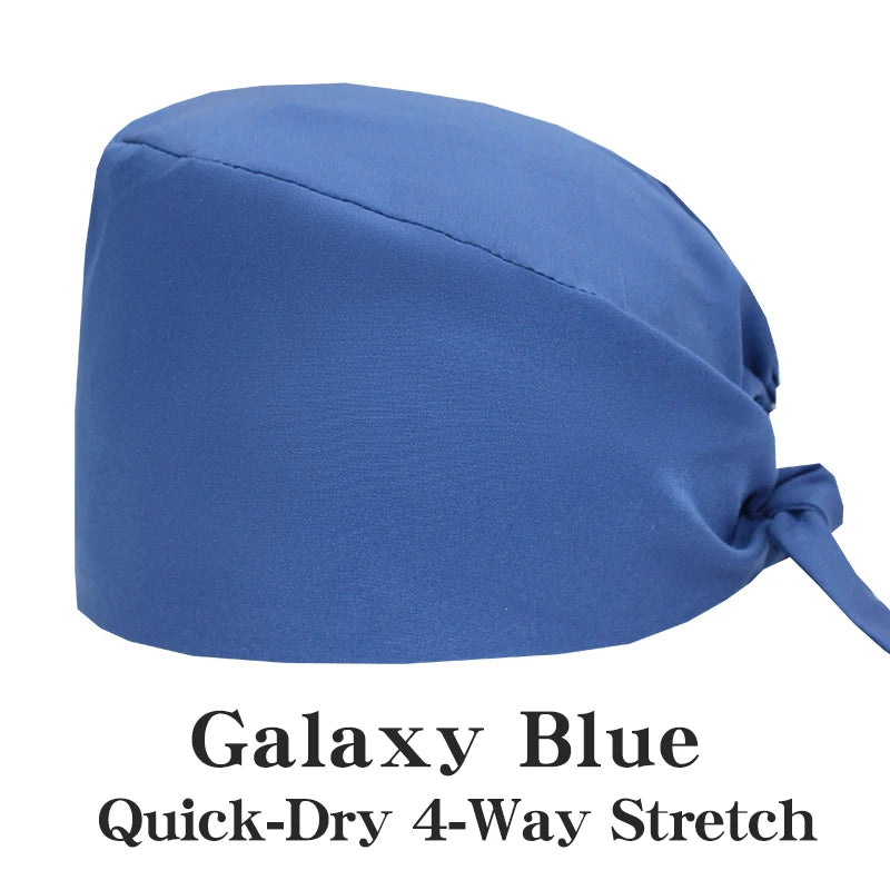 New Solid Color Stretch Scrub Caps Dental Clinic Nursing Hats Doctor Headwear Quick Dry Operating Room Caps with Buttons MSG-01