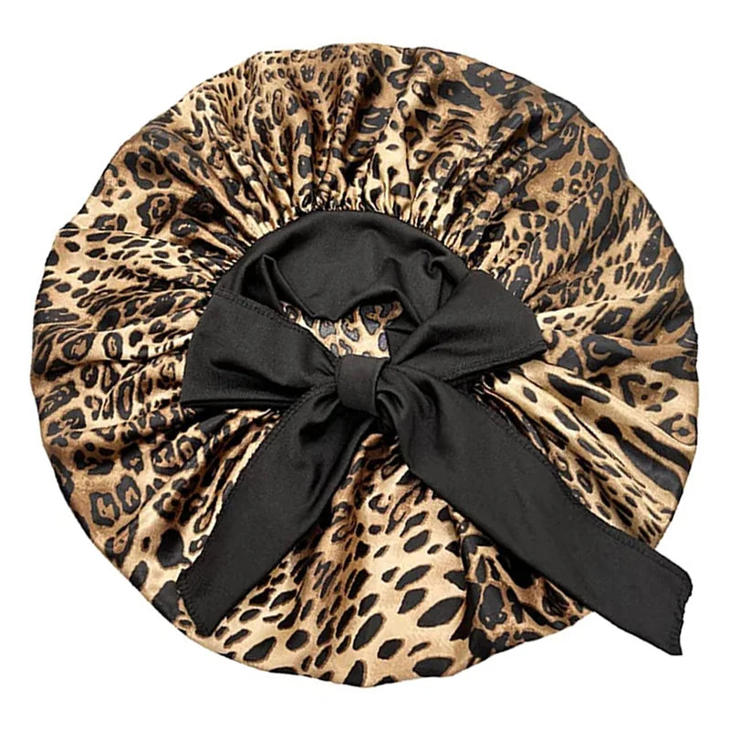 Women Satin Widened Sleep Hat Night Sleep Cap with Long Streamer Hair Care Bonnet Nightcap Elastic Cap De Nuit Shower Turban