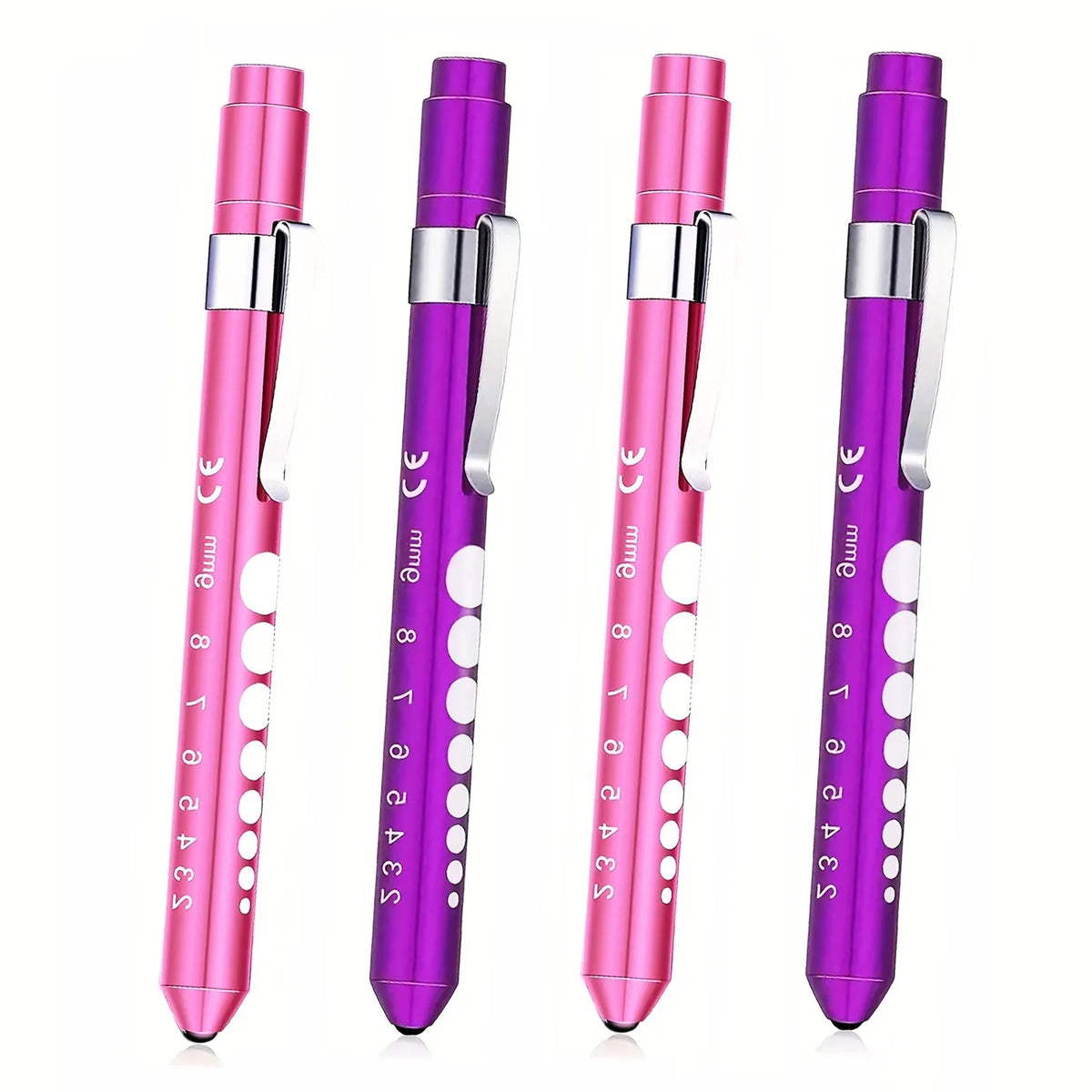 2/4 Pcs LED Pen Lights For Nurses Reusable Student Doctor Daily Use Portable Flashlight With Pupil Size Markers With Pocket Clip