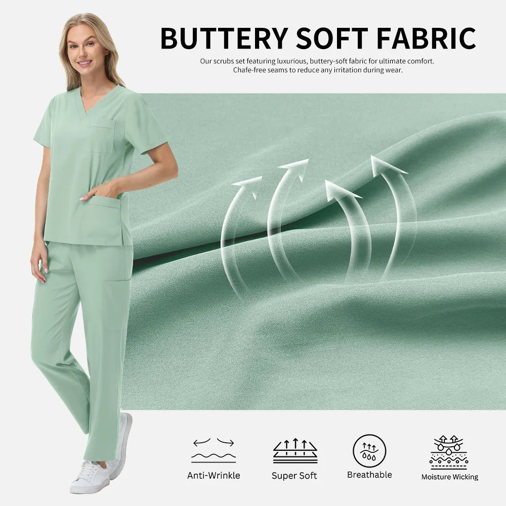 Multicolor V-neck Scrub Tops+Pants Set Pet Hospital Doctor Workwear Unisex Clinical Surgery Uniforms Medical Nurse Uniform S-XXL