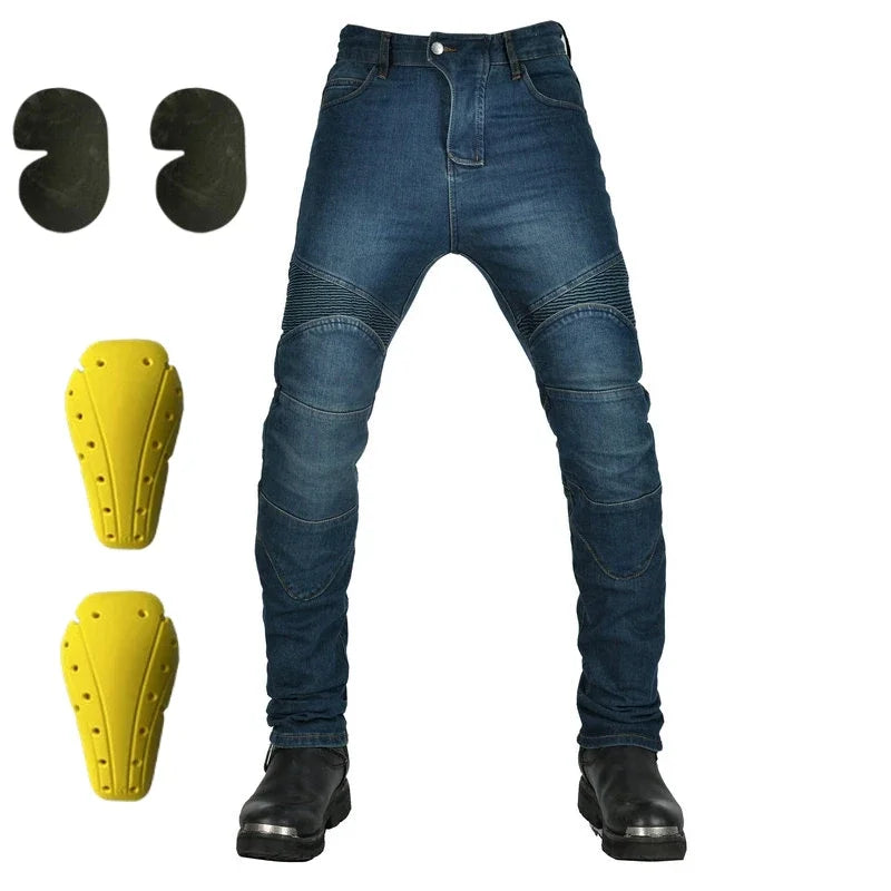 New Motorcycle Riding Jeans – Anti-Fall Racing Pants, Classic Rider Pants for All Seasons, Motorbike Protective Denim Trousers