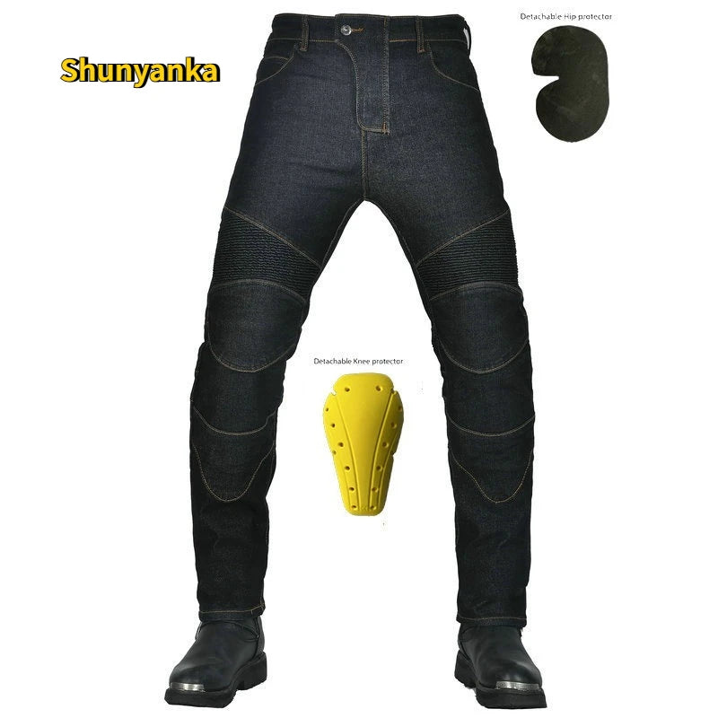 New Motorcycle Riding Jeans – Anti-Fall Racing Pants, Classic Rider Pants for All Seasons, Motorbike Protective Denim Trousers