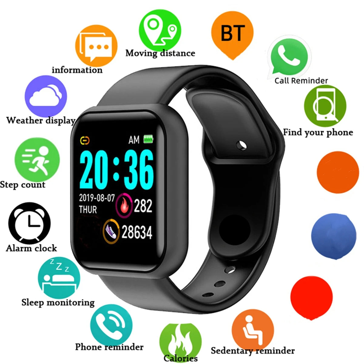 Smart Watch Sport Men Fitness Monitoring Woman Smartwatch Bluetooth Connection Message Remind Health 116Plus Clock D13 Bracelet