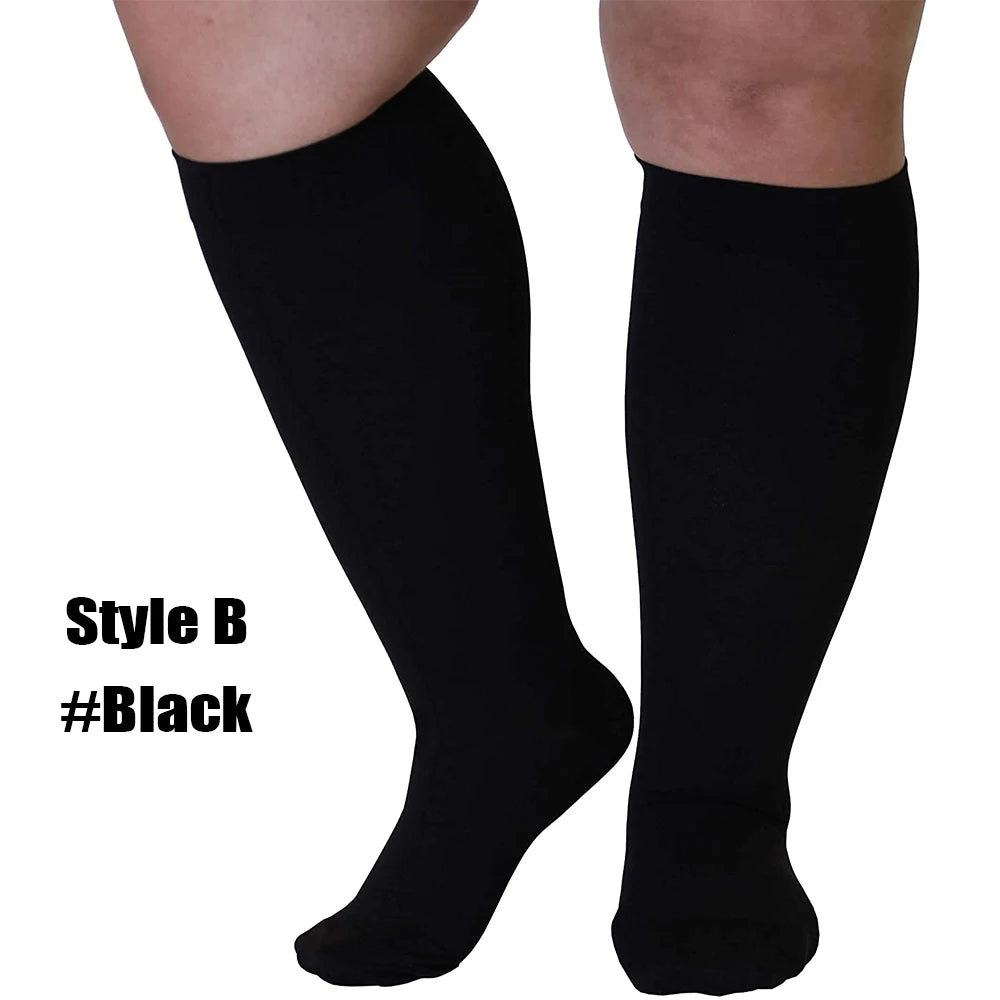 1Pair Compression Socks S-7XL Prevent Varicose Veins Toeless Support Hose for Women Men Sports, Running, Travel, Work