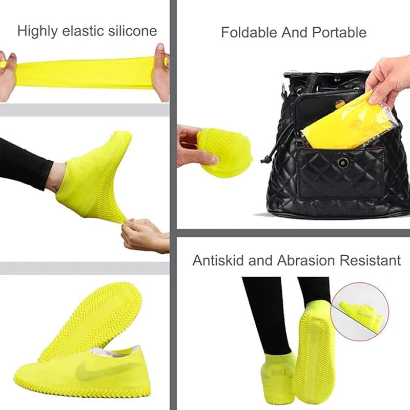 6/4/2PCS Silicone Shoe Covers - Wear-resistant Waterproof Anti-Slip Foldable Reusable For Outdoor Rain/Snow, Household Travel