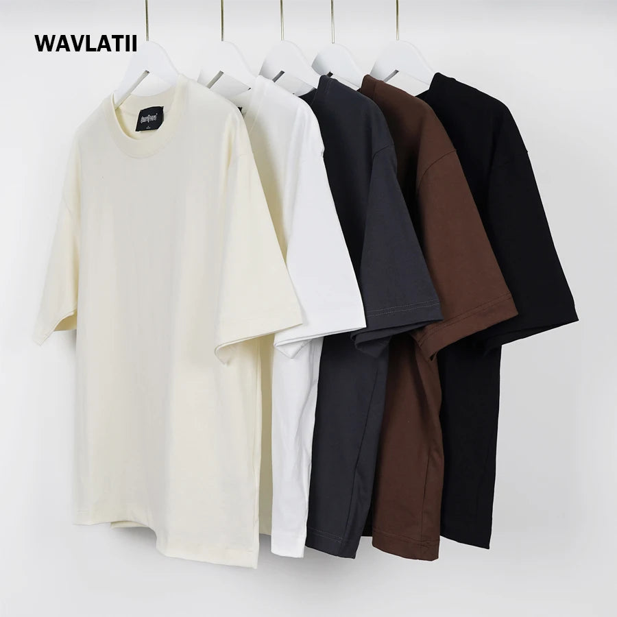 WAVLATII Oversized White Black T Shirt for Women Fashion Female Casual Plus Size Tees Lady Summer Streetwear Tops WT2599