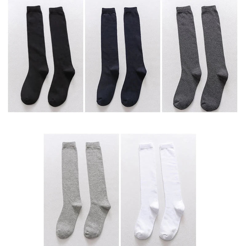 Mens Long Socks Stockings Cotton Solid Business Soft Elastic Party Dress Formal Gentleman Warm Thermal Crew High Socks Fathers