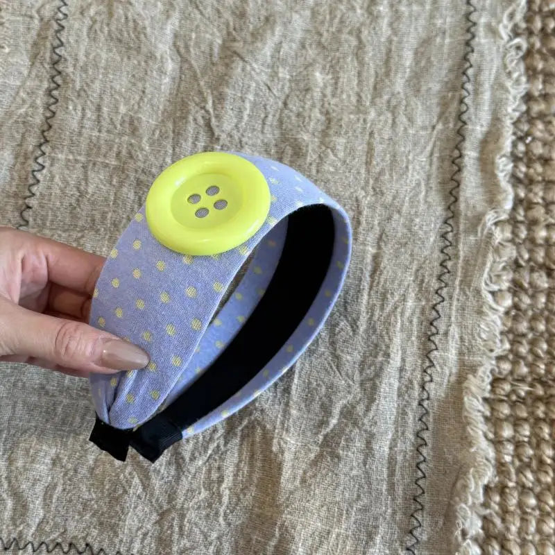 Y2K Wide Polka Dot Hairband Vintage Colorful Large Button Design Sweet Girls Hair Accessory Daily Street Party Hair Ornament