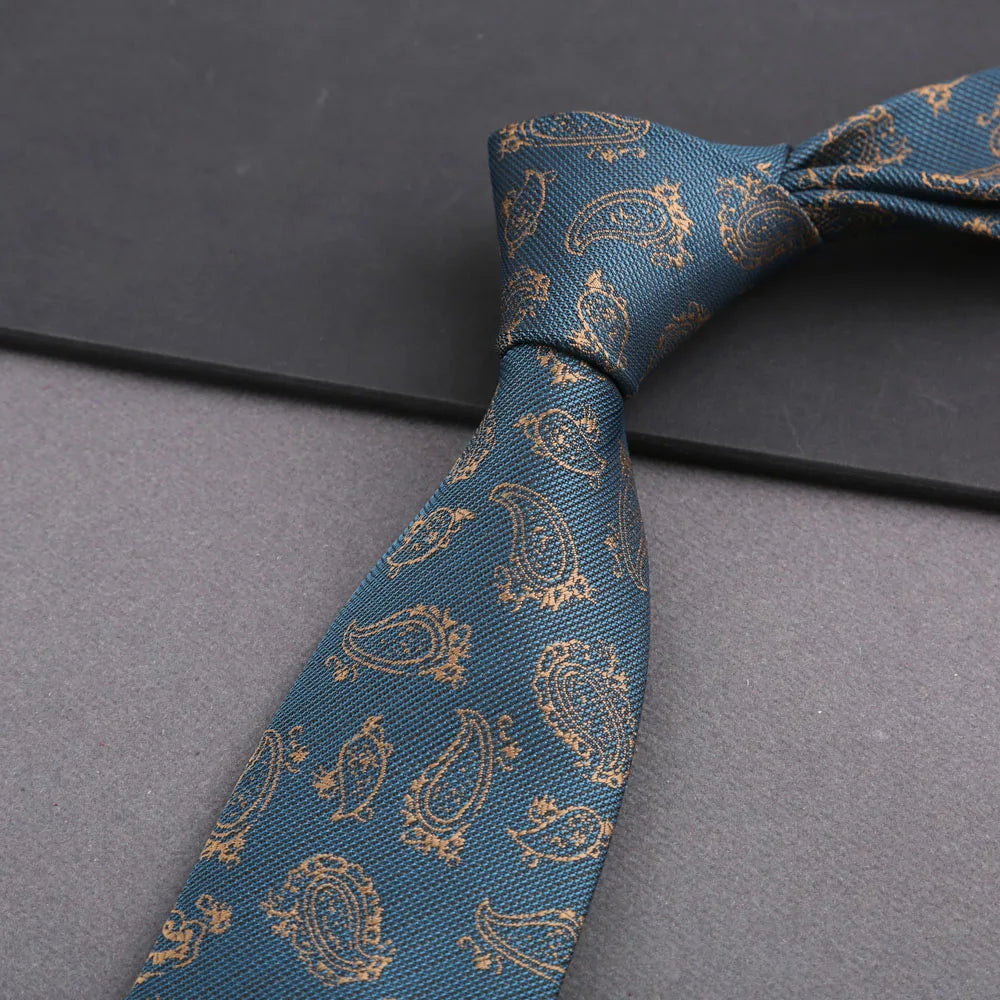 Luxury 8CM Mens Tie Stripes Paisley Dot Neck Ties Jacquard Woven Necktie For Man Daily Wear Business Wedding Party Accessories
