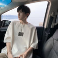 M-8XL 男士超大寬鬆 T 恤 美式簡約印花時尚短袖上衣 潮流青少年休閒短T