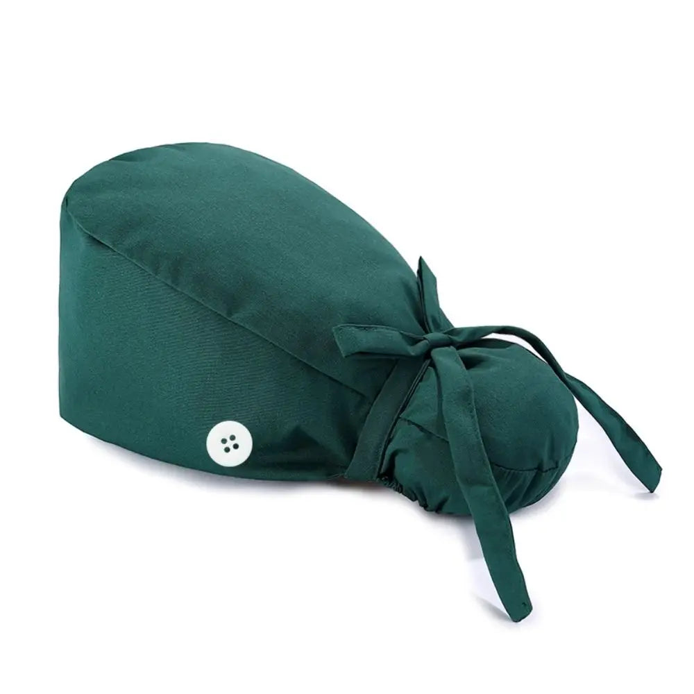 Adjustable Surgical Scrub Caps Ponytail Holder Bouffant Doctor Nurse Caps Long Hair With Buttons Turban Hats Women & Men