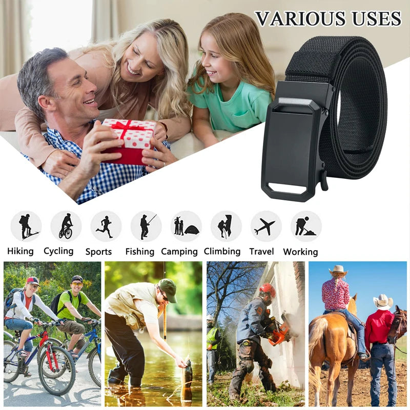 Men's Belt Tactical Canvas Automatic Metal Buckle Belt Durable Casual Outdoor Hunting Waist Adventure Training Jeans Pants Belt