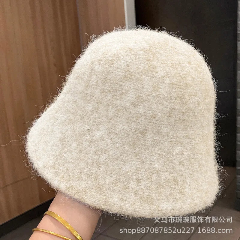 New Autumn Winter Wool Bucket Hat Women Fashion Vintage Fisherman Hats Versatile Cap Spring Felt Hat 6 Colors Foldable Hat