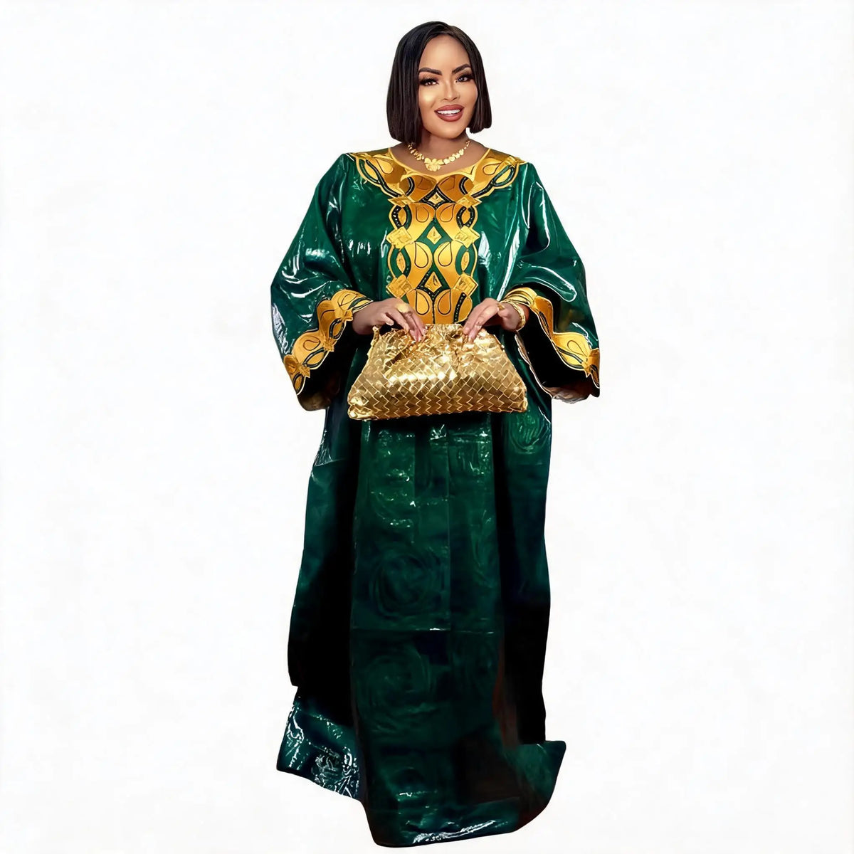 African Dresses For Women Plus Size Bazin Riche Embroidery Design Long Dress With Scarf