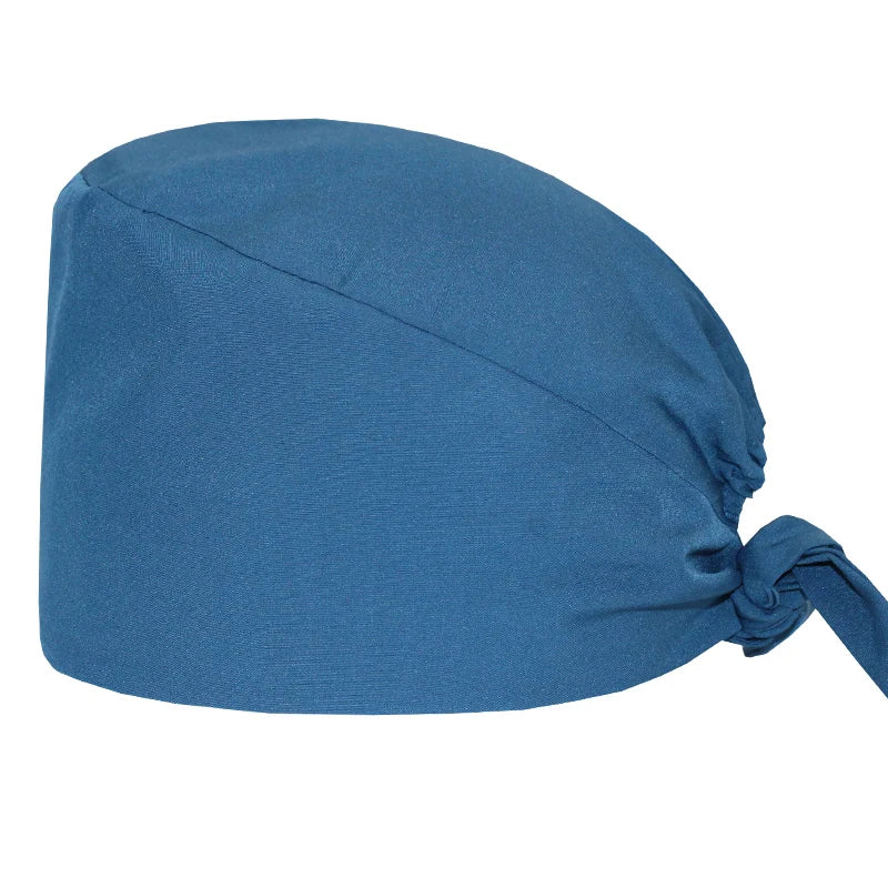 New Solid Color Stretch Scrub Caps Dental Clinic Nursing Hats Doctor Headwear Quick Dry Operating Room Caps with Buttons MSG-01
