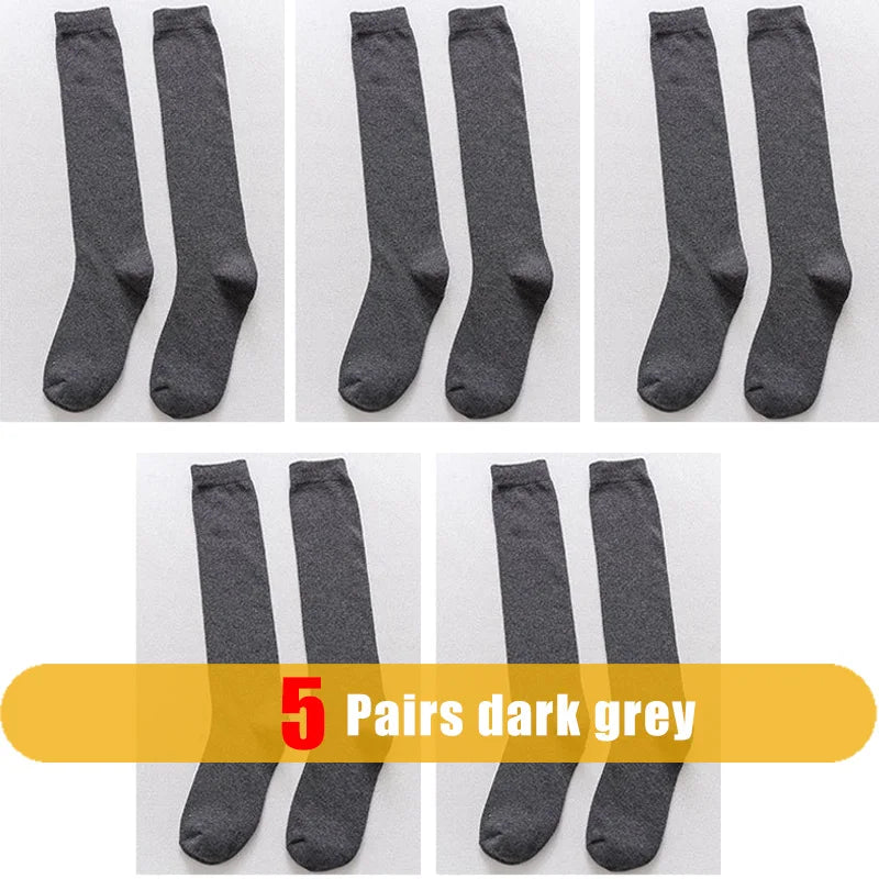 Mens Long Socks Stockings Cotton Solid Business Soft Elastic Party Dress Formal Gentleman Warm Thermal Crew High Socks Fathers