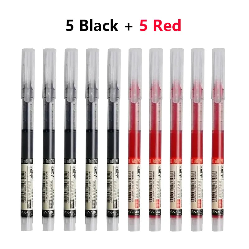 10PCS High Quality Needle Type Gel Pens Black Blue Red Ink Straight Liquid Pen Kawaii Stationery School & Office Supplies