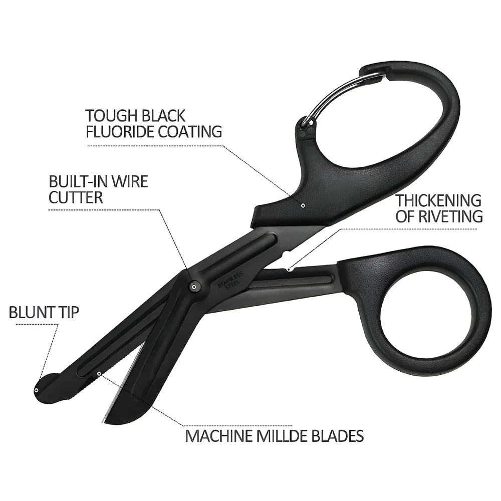 1/2/3/4/5pcs Emergency Medical Scissors Trauma Shears with Carabiner 18.5cm Bandage Shears and Military Bandage Scissors