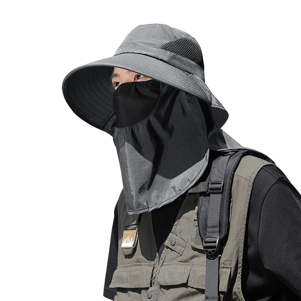 Summer Sun Hats UV Protection Outdoor Hunting Fishing Cap For Men Women Hiking Camping Visor Bucket Hat Neck Flap Fisherman Hat