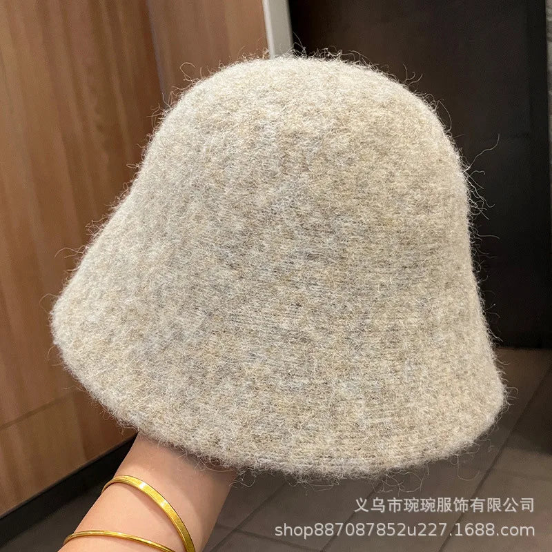 New Autumn Winter Wool Bucket Hat Women Fashion Vintage Fisherman Hats Versatile Cap Spring Felt Hat 6 Colors Foldable Hat