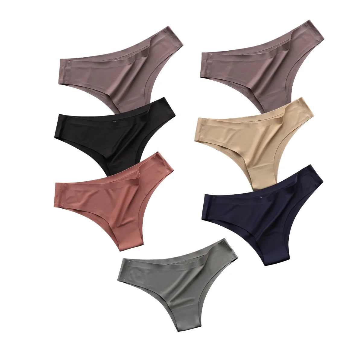 7Pcs/Set Women Ice Silk Brazilian Panties Seamless Low-Rise Briefs Solid Color Daily Underwear Ladies Soft No Show Lingerie M-XL