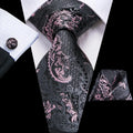 Black Floral Wedding Tie For Men Handky Cufflink Elegant Necktie For Men Fashion Designer Business Party Dropshiping silk