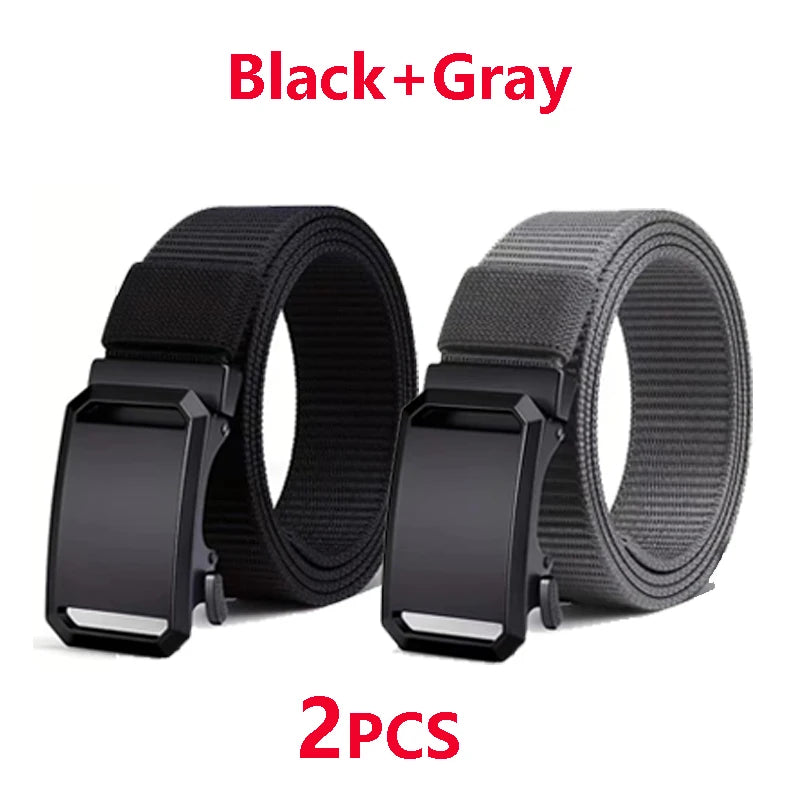 Men's Belt Tactical Canvas Automatic Metal Buckle Belt Durable Casual Outdoor Hunting Waist Adventure Training Jeans Pants Belt