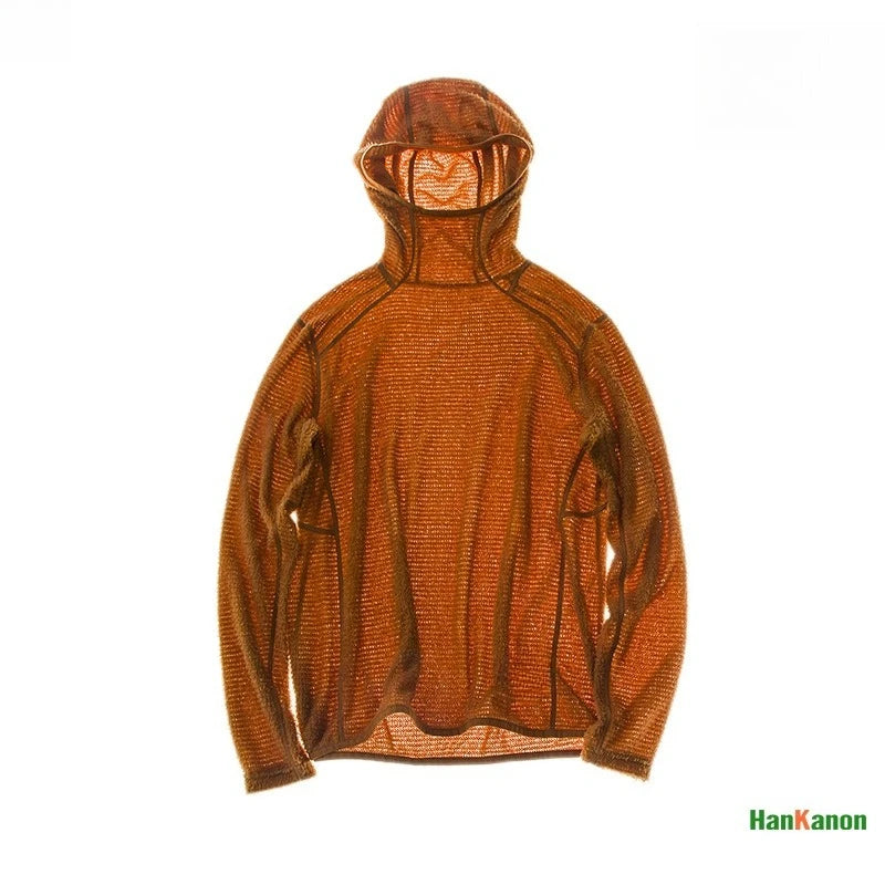 Camiseta térmica con capucha de manga larga Thermolite® para hombre, ideal para senderismo, acampada y ciclismo, antiestática y antipilling