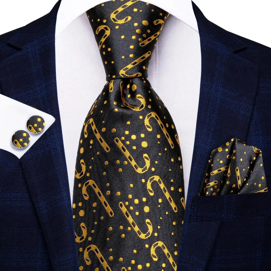 Black Floral Wedding Tie For Men Handky Cufflink Elegant Necktie For Men Fashion Designer Business Party Dropshiping silk