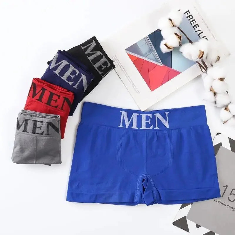 CHUANGERM 5 Pcs Men's Breathable High Elastic Plain Color Comfortable Boxer Briefs