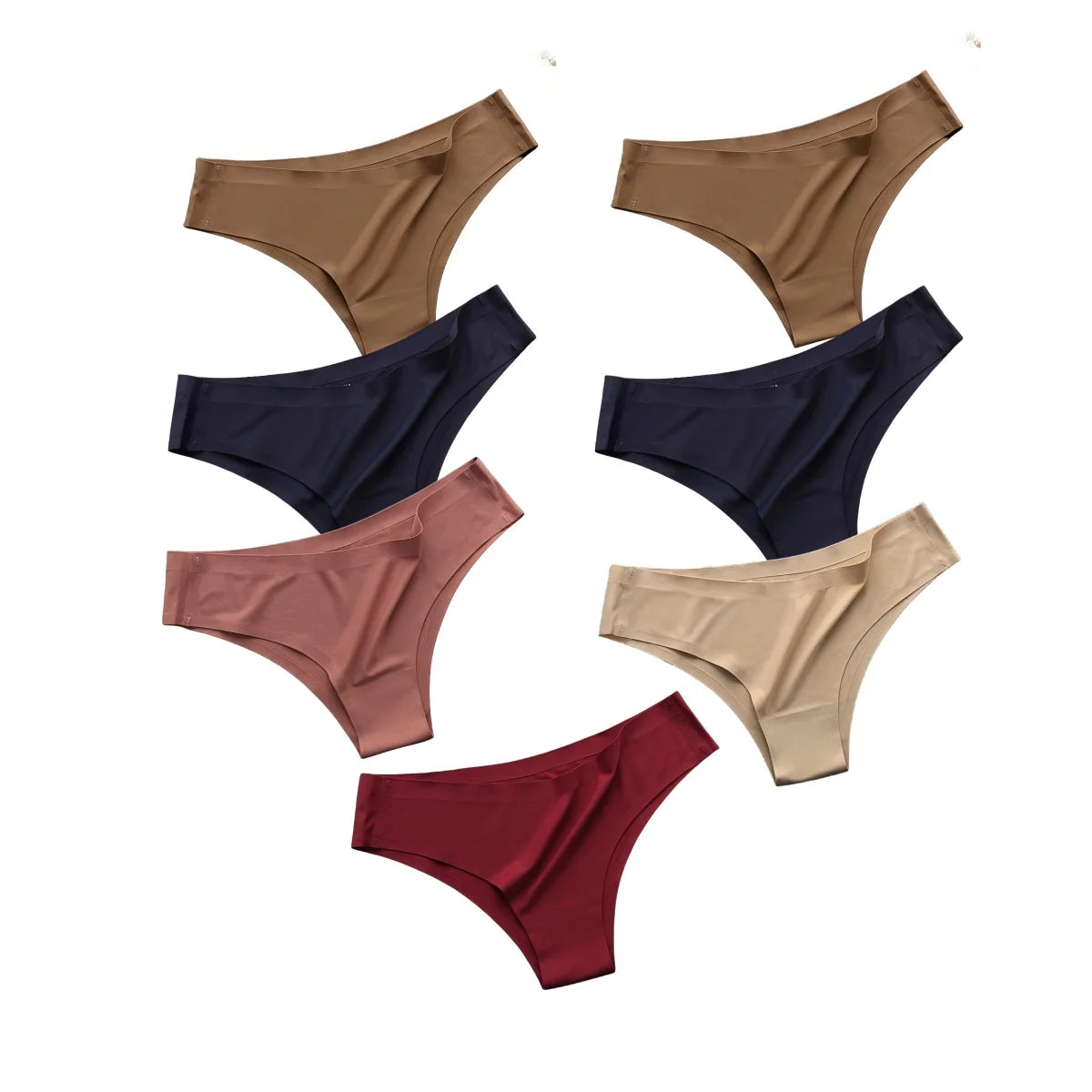 7Pcs/Set Women Ice Silk Brazilian Panties Seamless Low-Rise Briefs Solid Color Daily Underwear Ladies Soft No Show Lingerie M-XL