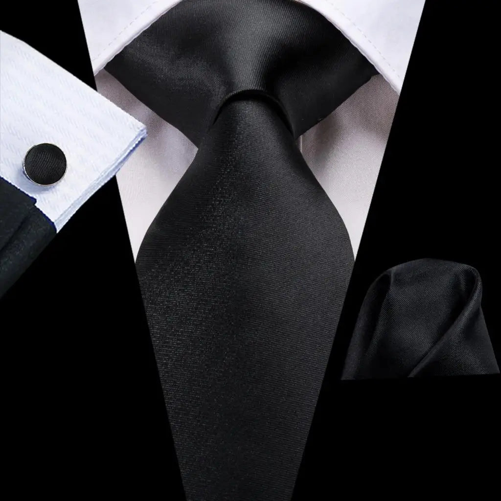 Black Floral Wedding Tie For Men Handky Cufflink Elegant Necktie For Men Fashion Designer Business Party Dropshiping silk