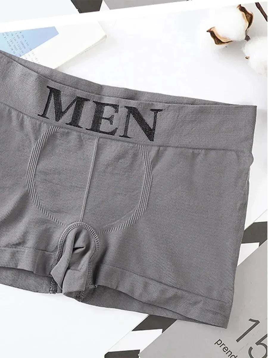 CHUANGERM 5 Pcs Men's Breathable High Elastic Plain Color Comfortable Boxer Briefs