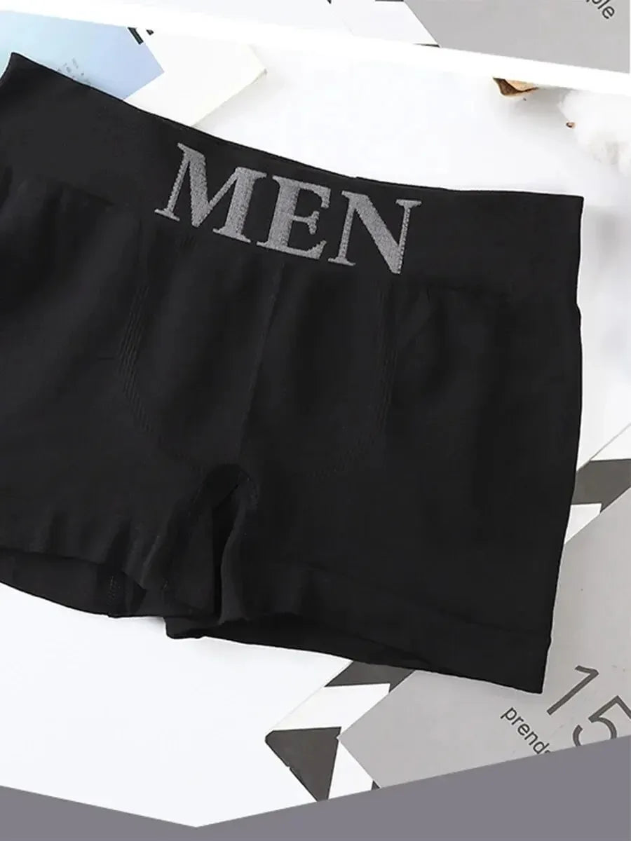 CHUANGERM 5 Pcs Men's Breathable High Elastic Plain Color Comfortable Boxer Briefs