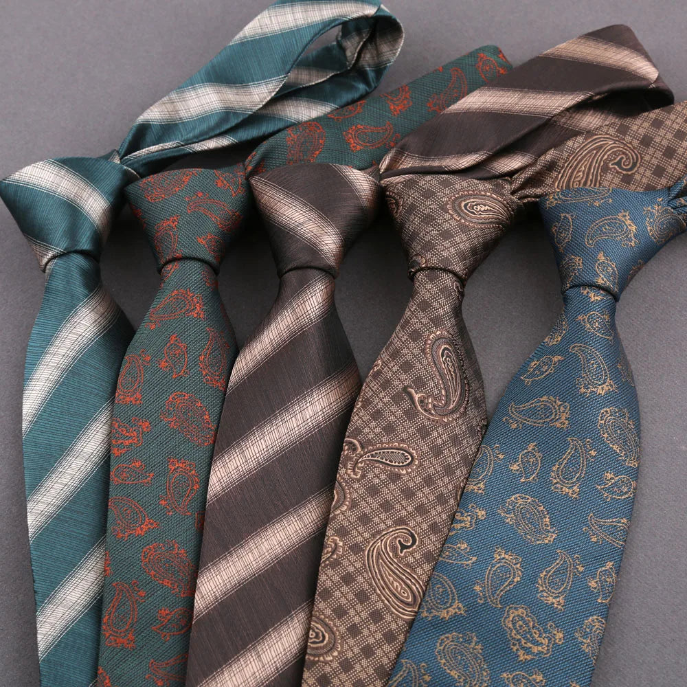 Luxury 8CM Mens Tie Stripes Paisley Dot Neck Ties Jacquard Woven Necktie For Man Daily Wear Business Wedding Party Accessories