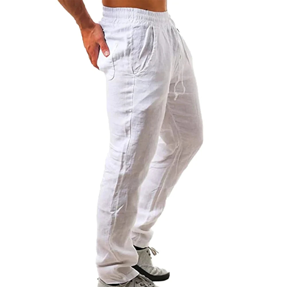 Korean Summer Men's Cotton Pants New Breathable Solid Color Comfortable Pants Fitness Yoga Jogging Sweatpants Streetwear