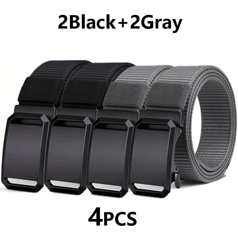 Men's Belt Tactical Canvas Automatic Metal Buckle Belt Durable Casual Outdoor Hunting Waist Adventure Training Jeans Pants Belt